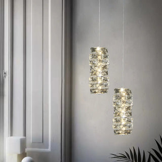 ZOWALA - Luxury Chrome Geometric Crystal Pendant Light Image - 2