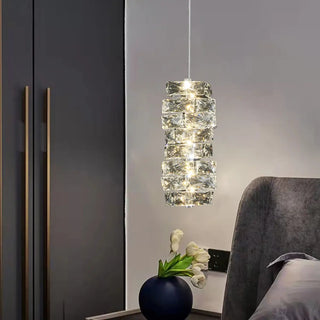ZOWALA - Luxury Chrome Geometric Crystal Pendant Light Image - 3