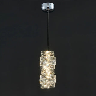 ZOWALA - Luxury Chrome Geometric Crystal Pendant Light Image - 5