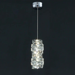 ZOWALA - Luxury Chrome Geometric Crystal Pendant Light Image - 7