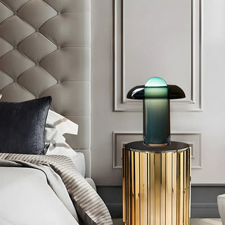 ZOWALA - Modern Geometric Green Glass Table Light Image - 3