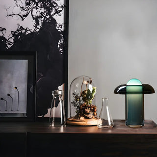 ZOWALA - Modern Geometric Green Glass Table Light Image - 4