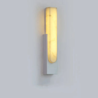 Modern White Stone Shade Black Vertical Wall Sconce Zawala Image - 10