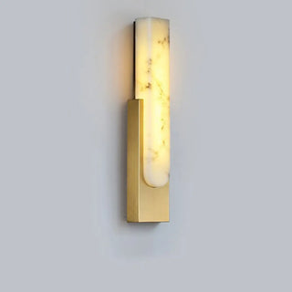 Modern White Stone Shade Black Vertical Wall Sconce Zawala Image - 11