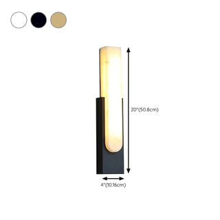 Modern White Stone Shade Black Vertical Wall Sconce Zawala #size