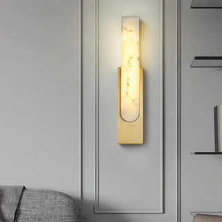 Modern White Stone Shade Black Vertical Wall Sconce Zawala Image - 2