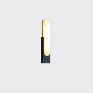 Modern White Stone Shade Black Vertical Wall Sconce Zawala Image - 6