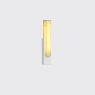 Modern White Stone Shade Black Vertical Wall Sconce Zawala Image - 7