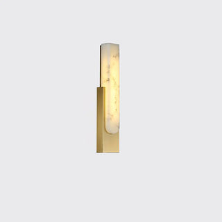 Modern White Stone Shade Black Vertical Wall Sconce Zawala Image - 8