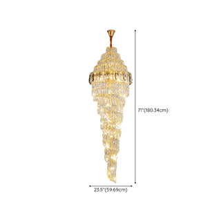 ZOWALA - Spiral Crystal Gold Metal High Ceiling Foyer Chandelier #size