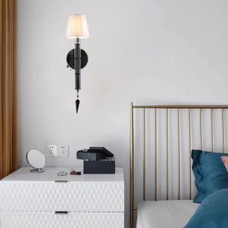Cylinder White Pleated Glass Bedroom Wall Sconce Zawala Image - 1