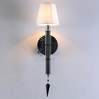 Cylinder White Pleated Glass Bedroom Wall Sconce Zawala Image - 14