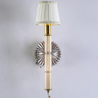 Cylinder White Pleated Glass Bedroom Wall Sconce Zawala Image - 15
