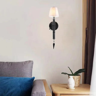 Cylinder White Pleated Glass Bedroom Wall Sconce Zawala Image - 3