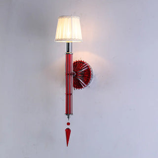 Cylinder White Pleated Glass Bedroom Wall Sconce Zawala Image - 5