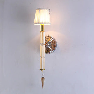 Cylinder White Pleated Glass Bedroom Wall Sconce Zawala Image - 6