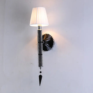 Cylinder White Pleated Glass Bedroom Wall Sconce Zawala Image - 7
