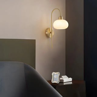 Simple Modern Globe Glass Gold Bedroom Wall Sconce Zawala Image - 1