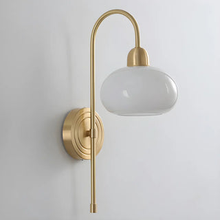 Simple Modern Globe Glass Gold Bedroom Wall Sconce Zawala Image - 11