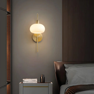 Simple Modern Globe Glass Gold Bedroom Wall Sconce Zawala Image - 2
