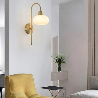 Simple Modern Globe Glass Gold Bedroom Wall Sconce Zawala Image - 4