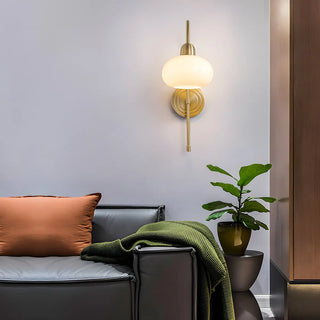 Simple Modern Globe Glass Gold Bedroom Wall Sconce Zawala Image - 5
