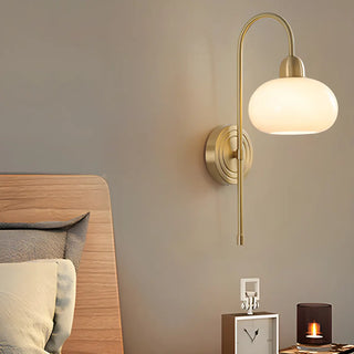 Simple Modern Globe Glass Gold Bedroom Wall Sconce Zawala Image - 6