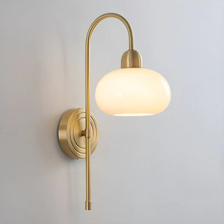 Simple Modern Globe Glass Gold Bedroom Wall Sconce Zawala Image - 9