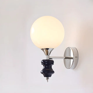 Mini White Glass Globe Wall Sconce with Pull Chain Zawala Image - 3