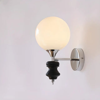Mini White Glass Globe Wall Sconce with Pull Chain Zawala Image - 5