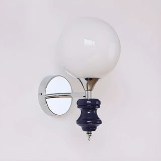 Mini White Glass Globe Wall Sconce with Pull Chain Zawala Image - 6