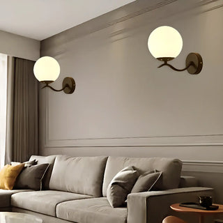 Modern Glass Globe Gold Metal Vanity Sconce Light Zawala Image - 1