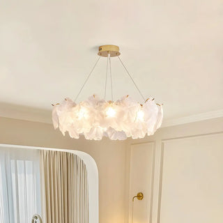 ZOWALA - Modern Gold Floral Clear Glass Round Chandelier Image - 1