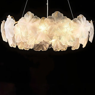 ZOWALA - Modern Gold Floral Clear Glass Round Chandelier Image - 10