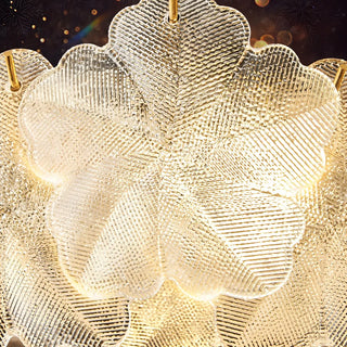 ZOWALA - Modern Gold Floral Clear Glass Round Chandelier Image - 12