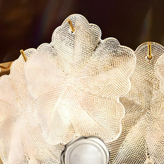 ZOWALA - Modern Gold Floral Clear Glass Round Chandelier Image - 13