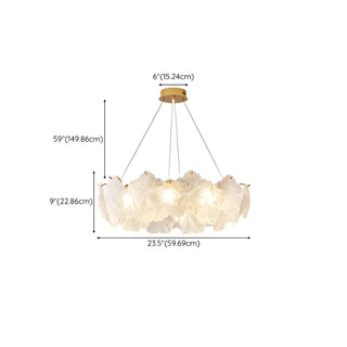 ZOWALA - Modern Gold Floral Clear Glass Round Chandelier Image - 16