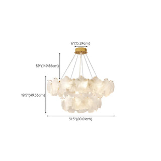 ZOWALA - Modern Gold Floral Clear Glass Round Chandelier Image - 18