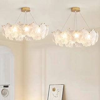 ZOWALA - Modern Gold Floral Clear Glass Round Chandelier Image - 3