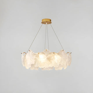ZOWALA - Modern Gold Floral Clear Glass Round Chandelier Image - 5