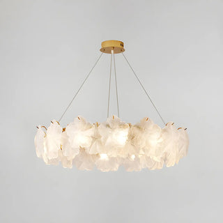 ZOWALA - Modern Gold Floral Clear Glass Round Chandelier Image - 7