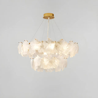 ZOWALA - Modern Gold Floral Clear Glass Round Chandelier Image - 8