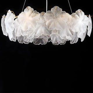 ZOWALA - Modern Gold Floral Clear Glass Round Chandelier Image - 9