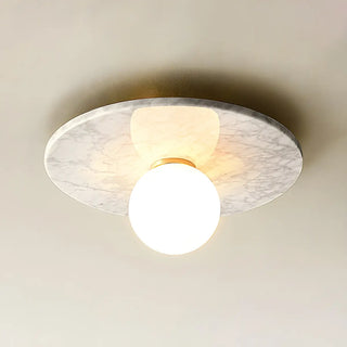 Contemporary Globe Round Marble Flush Mount Ceiling Light Zawala Image - 10