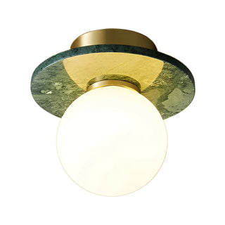 Contemporary Globe Round Marble Flush Mount Ceiling Light Zawala Image - 16