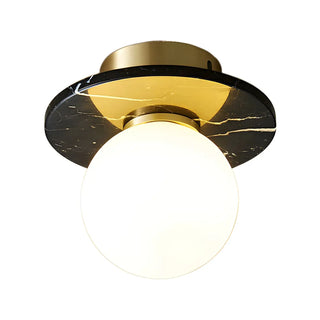 Contemporary Globe Round Marble Flush Mount Ceiling Light Zawala Image - 17