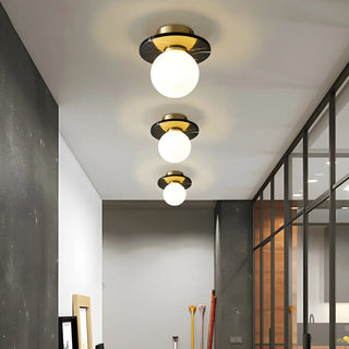 Contemporary Globe Round Marble Flush Mount Ceiling Light Zawala Image - 2