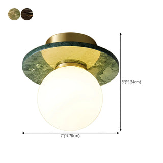Contemporary Globe Round Marble Flush Mount Ceiling Light Zawala #size