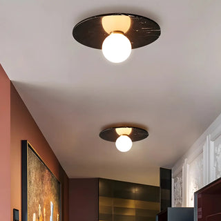 Contemporary Globe Round Marble Flush Mount Ceiling Light Zawala Image - 4