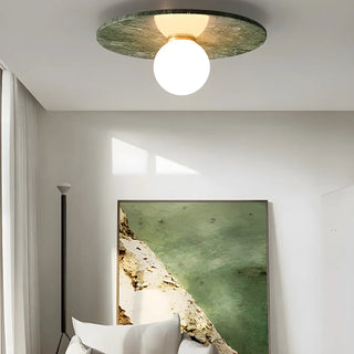 Contemporary Globe Round Marble Flush Mount Ceiling Light Zawala Image - 5